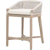 Montecito Outdoor Counter Stool in White Speckle Rope, White Speck Fabric & Teak 6795CS.WHT/WHT/W-ET